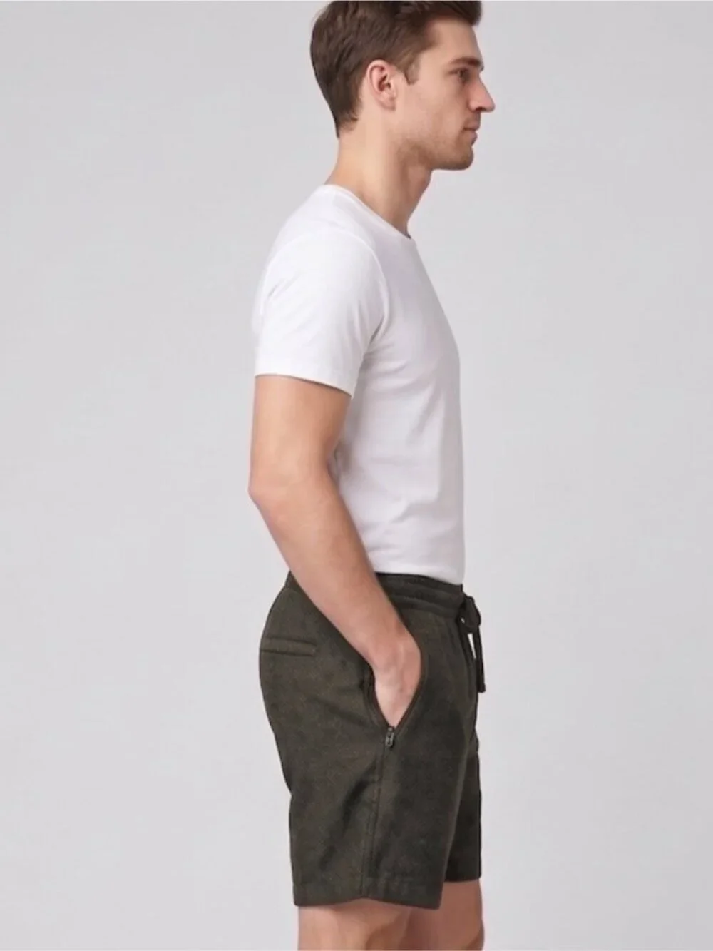Abercrombie Mens Linen Blend Shorts S Pebble Black Dual Side Pockets Zipper - Picture 3 of 7